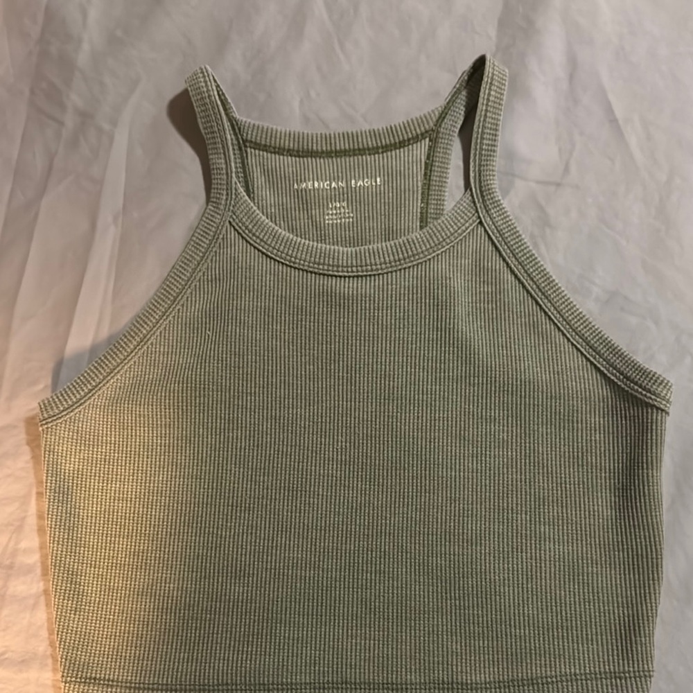American Eagle Outfitters Green Sleeveless Crop Tank